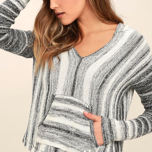 Billabong Tops - Billabong Island Baja Black and Cream Hoodie